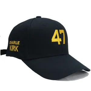 Black cotton baseball cap featuring 47 gold embroidery and curved brim for men and women