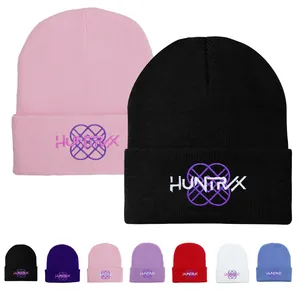 Damen Acryl Strickmütze Beanie Mit Buchstaben Stickerei Warm Winter Lässig Mode Kaltes Wetter Outdoor Manschette Mütze