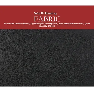 Detail of premium black leather fabric, lightweight, waterproof and abrasion-resistant
