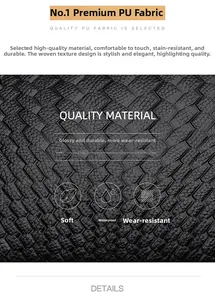 Close-up of black woven PU leather showing soft, waterproof, and wear-resistant texture