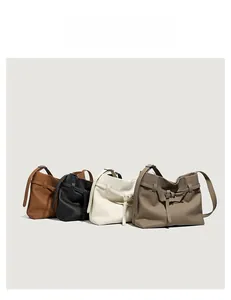 Litchi pattern leather tote bags displayed in brown, black, beige, and elephant gray