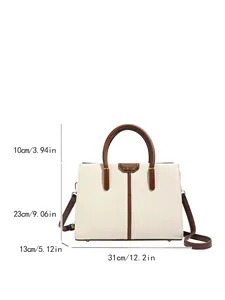 Contrast color tote bag for women showing dimensions width 31cm and height 23cm
