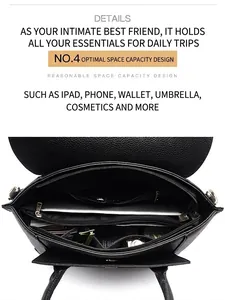 Black crocodile pattern tote bag featuring a spacious interior with multiple compartments