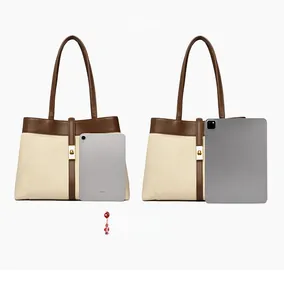 Size comparison of the canvas tote bag with iPad Mini and standard iPad showing capacity