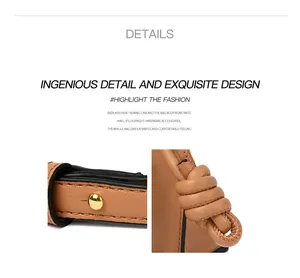 Detailansicht des Leder-Schultergurts mit goldener Schnalle und kreativem Knotendesign