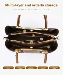 Detailed interior view of tote bag showing multiple organizational pockets and dividers
