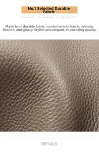 Detailed macro view of premium litchi texture brown PU leather with natural gloss