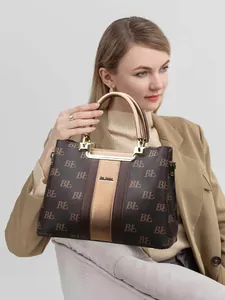 Large Capacity Women Tote Bag Retro Monogram PU Leather Handbag For Commuting Fashion Shoulder Crossbody Bag Mother Gift