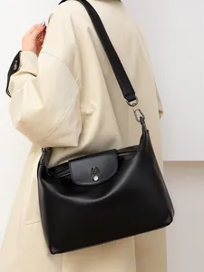 Women Large Capacity PU Leather Tote Bag Fashion Solid Color Shoulder Crossbody Bag With Adjustable Wide Strap Commuting Handbag