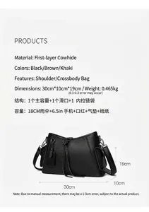 Detail view of premium litchi grain cowhide leather bag texture and internal structure