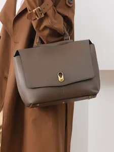 Women Microfiber Leather Handbag Minimalist Large Capacity Tote Bag With Gold Lock Fashion Commuter Top Handle Bag Office Ladies