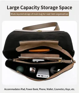 Interior view of large capacity tote bag with organized compartments for iPad and phone
