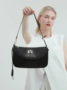 Damen Pflanzlich Gegerbtes Leder Unterarmtasche Mode Rodeo Schulter Umhängetasche Mit Metallschloss Pendler Daily Tote Bag