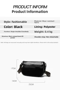 Spécifications de taille pour sac bandoulière en cuir 25x17x10cm avec tissu résistant