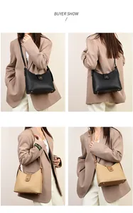 Elegant women stylish shoulder bucket bag large capacity commuter casual crossbody handbag