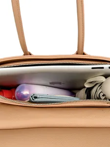 Bolso tote caqui de gran capacidad para tabletas y artículos diarios esenciales