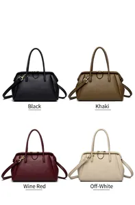 Minimalist leather doctor bag collection in black, khaki, red, and off-white colors