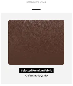 Close-up of brown litchi grain leather material showing premium soft texture and detail