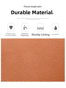 Detail of brown litchi pattern leather with waterproof and wear-resistant texture
