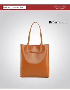Brown oil wax leather tote bag featuring spacious interior and minimalist commuter style