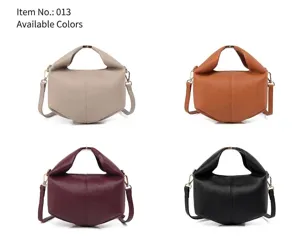 Litchi texture leather handbag shown in four colors with geometric patchwork design