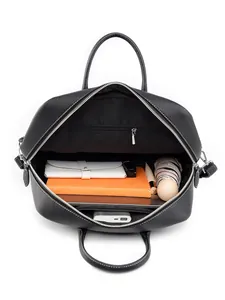 Borsa tote nera minimalista con interno capiente per computer portatile e accessori