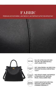 Macro shot of litchi grain black leather texture and water-resistant finish on handbag