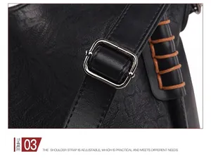 Detail of adjustable leather strap with metal buckle on a black textured tote bag