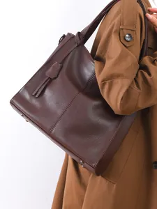 Women's Large Capacity Tote Bag Minimalist Lychee Pattern Soft PU Leather Shoulder Crossbody Bag For Work Travel Shopping