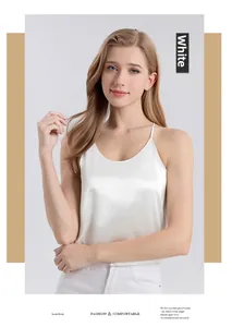 Detail of elegant white silk camisole featuring thin straps and smooth satin texture
