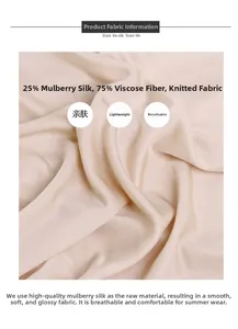 Detail of knitted mulberry silk fabric showing premium texture and material composition