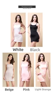Detailansicht der Seiden-Unterkleider in Weiß, Schwarz, Beige, Rosa und Hellorange