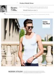 Detailed view of men's sky blue silk knit tank top with breathable mesh texture