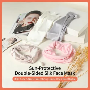 Máscara de protección solar de 100% seda de mora para mujer con cobertura para el cuello