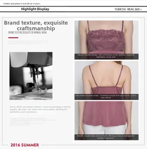 Detail of silk camisole featuring lace embroidery, square neck, and adjustable straps