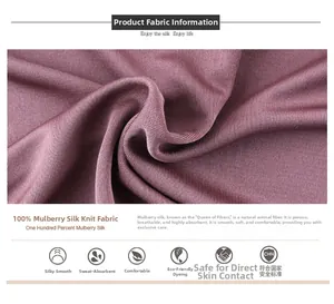 Detail of 100% mulberry silk knitted fabric showing fine texture in dark pink