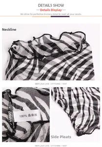 Detail view of silk neck gaiter showing zebra pattern mesh and ruffled collar accents