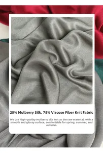 Macro shot of grey silk-blend knit fabric showing smooth texture and sheen