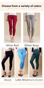 Silk knit slim leggings in wine red, silver grey, black, lake blue, and dark green colors