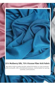 Detailed texture of knitted silk fabric made of 25% mulberry silk and 75% viscose