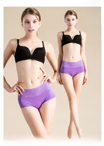Detailed view of women's purple silk high-waist panties with delicate lace trim edging