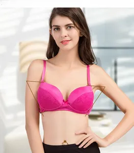 Detail of rose pink mulberry silk wireless bra with floral lace and silk straps