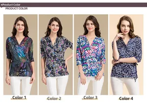 Collage de quatre motifs floraux pour le cardigan en maille de soie à col en V croisé