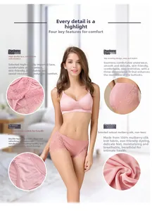 Detailed view of silk knit lace underwear with breathable 100% mulberry silk crotch