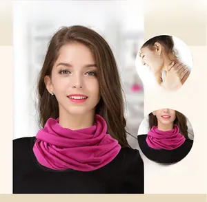 Macro detail of high-quality wool knit texture and cozy fit of the rose pink neck warmer