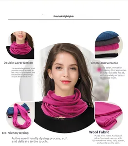 Detail of 100% fine Australian wool neck warmer showing soft texture and rose red color