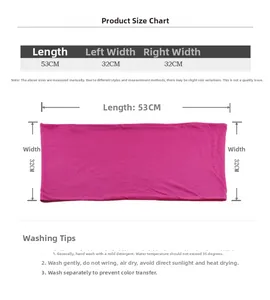 Detailed size guide and care instructions for the magenta knit wool neck warmer