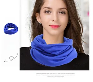 Detail of royal blue pure wool knitted neck warmer showing soft texture and stackable design