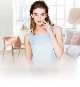 Detail showing various color options of 100% silk sleeveless tank tops for women