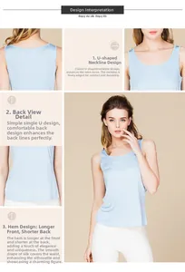 Detailed views of light blue silk tank top with U-neckline and asymmetrical hemline